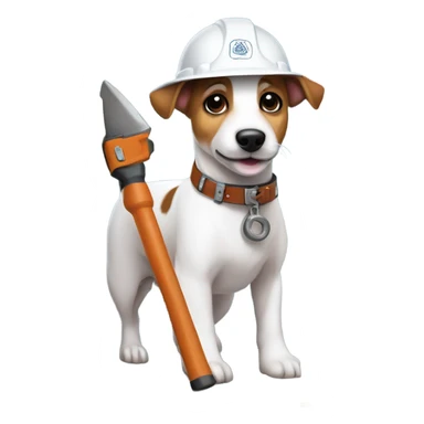 Jack Russel Terrier working as a  builder sticker