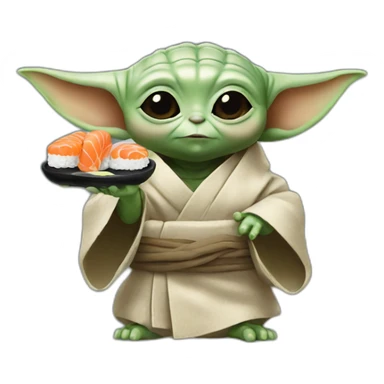 Baby yoda eat sushi sticker