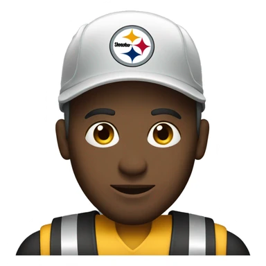Industrial worker wearing Pittsburgh Steelers hat sticker