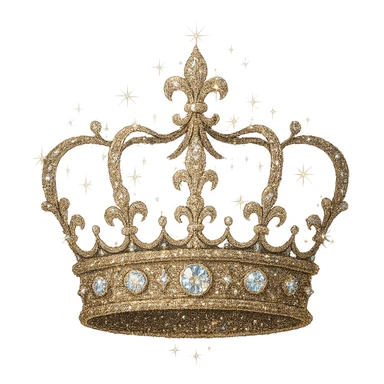 glittery crown object, sparkling, no background sticker