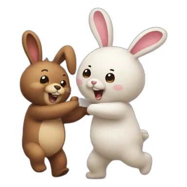 Bear and bunny dancing sticker