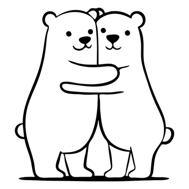 A polar bear and a brown bear hugging each other as friends sticker