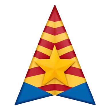 minimalistic Catalonian estelada flag emoji focusing on blue triangle, white star, alternating red and yellow stripes sticker