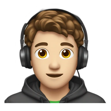 A 19 years Old boy with brown hair wearing headphones sticker