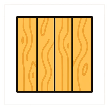 European hardwood floor icon, wide planks, light oak color, modern, top-down view, color outline style sticker