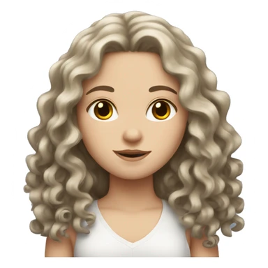 White girl with long curly dark brown hair sticker