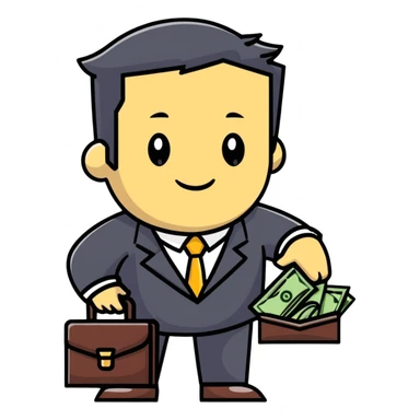 business person with briefcase full of money sticker