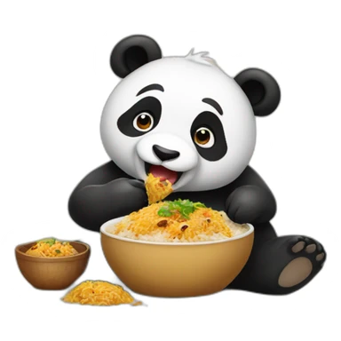 Panda eating chicken biriyani  sticker