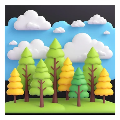 create a picture that shows a sunny day, trees, sky, clouds sticker
