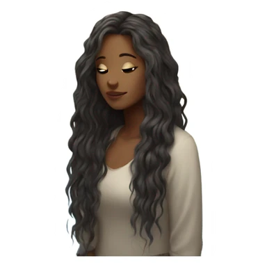 serene beauty by the water long hair  sticker