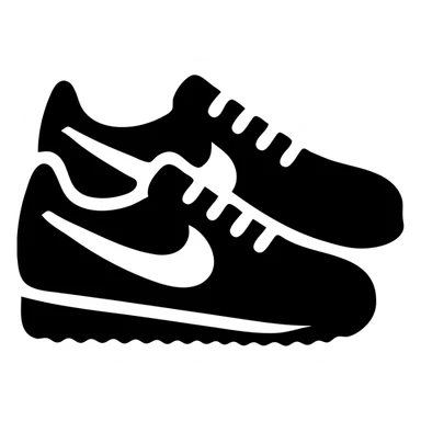 A pair of Nike Cortez sneakers in a black filled icon style, with a vintage design. sticker
