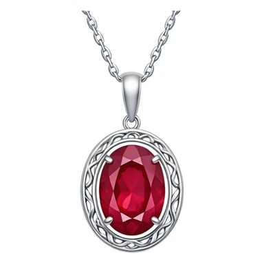 silver chain with a ruby pendant, undulating like moonlit water sticker
