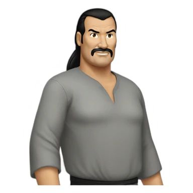 steven seagal cartoon wearing long shirt sticker