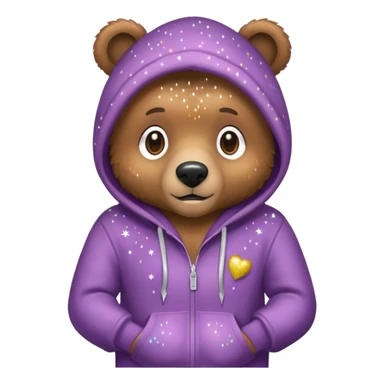  Brown bear with a hoodie on with glitter  sticker