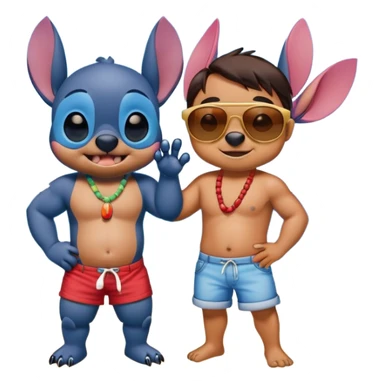Realistic stitch and lilo vacatio sticker