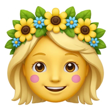 Face emoji with flower sticker