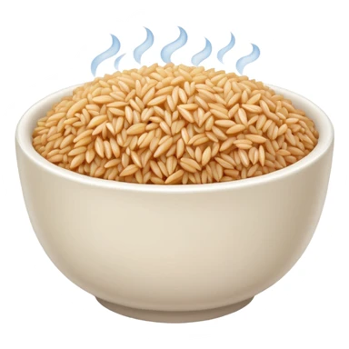 white bowl of brown rice, vibrant, simple, clear sticker