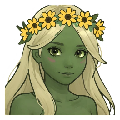 Girl with long hair and blonde highlights and dark brown eyes sticker