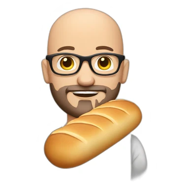bald guy with bread in glasses with a beard and bread sticker