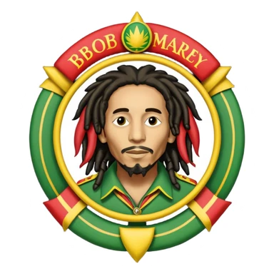 Bob Marley heraldic crest made with ethiopian colors sticker