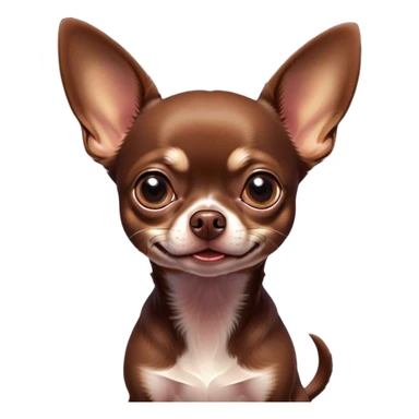 Cinematic Comical Chocolate Short Haired Chihuahua Portrait Emoji, Head tilted dramatically with an exaggeratedly shocked or offended expression, short chocolate fur with a rich, glossy finish, wide, expressive dark eyes filled with exaggerated disbelief, Simplified yet hilariously expressive features, highly detailed, glowing with a slightly sassy glow, high shine, dramatic yet playful, stylized with an air of attitude, bright and endearing, soft glowing outline, capturing the essence of a sassy and over-the-top pup, so meme-worthy it feels like it could side-eye its way into internet fame instantly! sticker