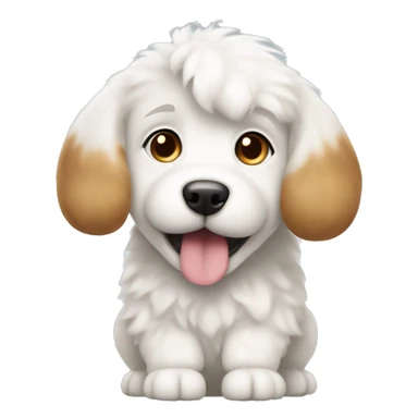 ovable, fluffy white puppy with a tail resembling a cinnamon roll. sticker