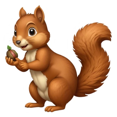A playful squirrel holding an acorn with both paws.












































 sticker