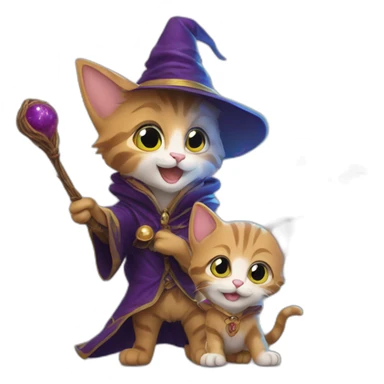 Two kittens wizards cast a spell sticker