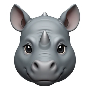 cinematic-noble-cute-rhinoceros-portrait-emoji,slate-grey-hide-poised-and-regal,-with-a-massive,-powerful-build-and-a-thick,--deep-set-soulful-piercing-eyes,-simplified-yet-sharp-and-sophisticated-features,-highly-detailed,-large-black-eyes, white horn, front facing sticker
