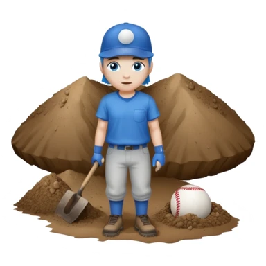 White skin, blue eyes, blue baseball caps mining, full body sticker