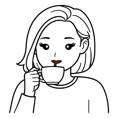 Woman drinking coffee sticker