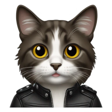 Ragdoll cat wearing black leather jacket sticker