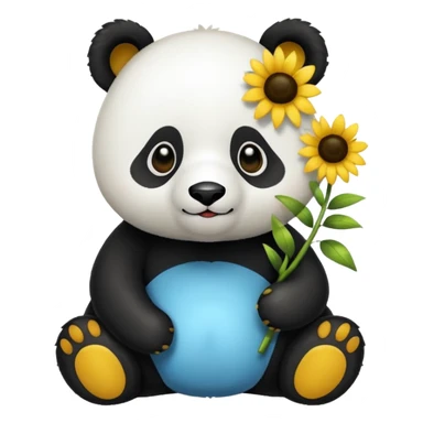 Panda azul com girassol  sticker