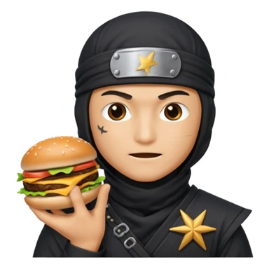 ninja with hambuger and suriken sticker