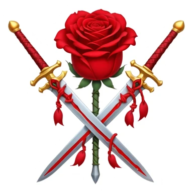 Crossed weapons with a rose sticker