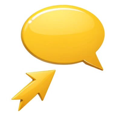 a yellow speech bubble but instead of a normal tail it’s a pointing arrow instead sticker