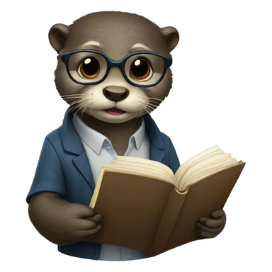 otter wearing glasses with a journal sticker