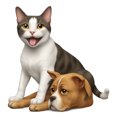 Cat riding a dog sticker