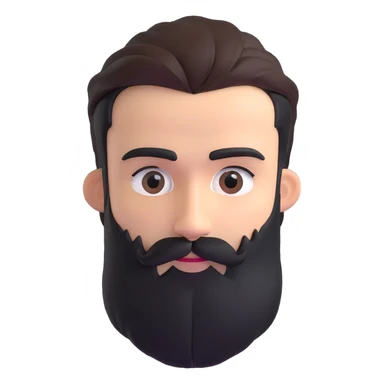 3d male character with bushy beard and thick connected eyebrows sticker