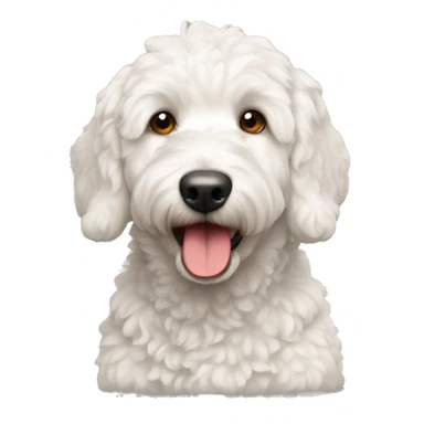 White Mini golden doodle with red ears sticker