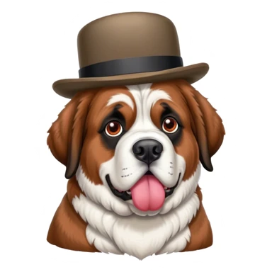 Saint Bernard Dog wearing a derby hat sticker