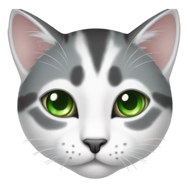 White and gray cat with green eyes sticker
