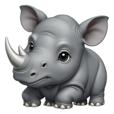 cinematic-noble-baby rhinoceros-portrait-emoji,slate grey hide -poised-and-regal,-with-a-massive,-powerful-build-and-a-thick,-deep-set-soulful-piercing-eyes,-simplified-yet-sharp-and-sophisticated-features,-highly-detailed, large black eyes sticker