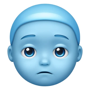a baby blue sad face emoji with a glowing baby blue gradient behind it  sticker