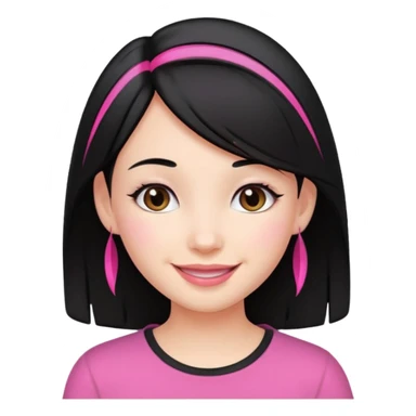 girl with black hair and pink streak by ear sticker
