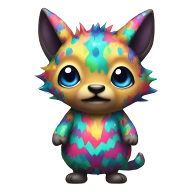 an edgy cute kawaii vernid-fionbri with colorful splash patterns full body sticker