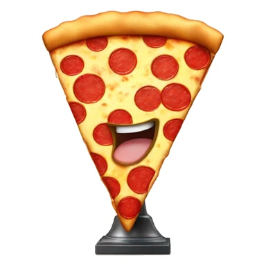 Pizza with a trophie sticker