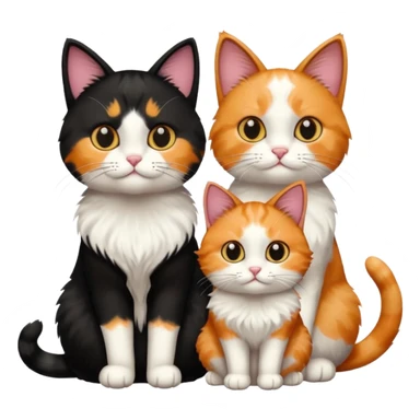Three cats, one black and two calico sticker