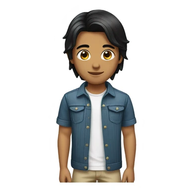 boy with middle lenght black straight hair sticker