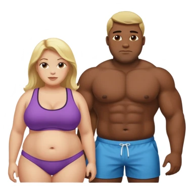 Obese blonde beach with muscular black man  sticker